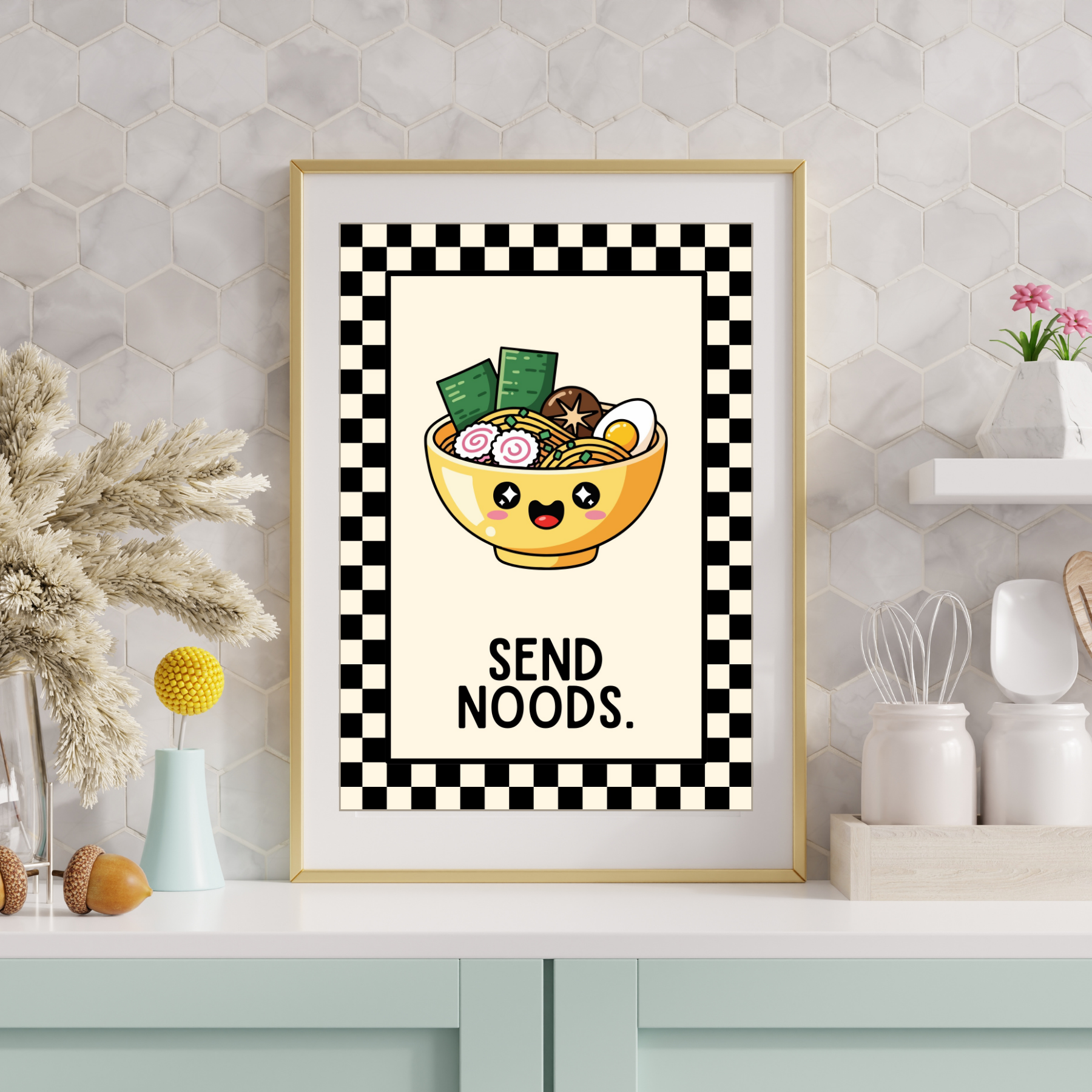 Send Noods| Kitsch Kitchen checkerboard retro collection print