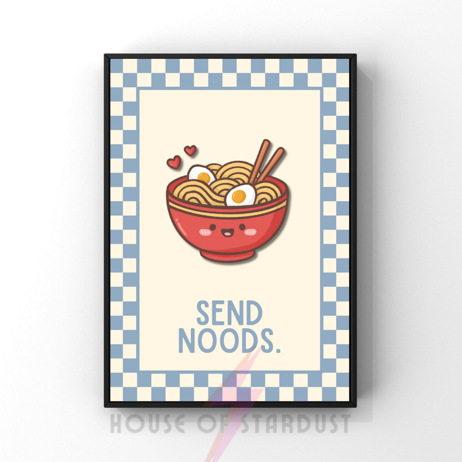 Send Noods | Kitsch Kitchen checkerboard pastels collection print