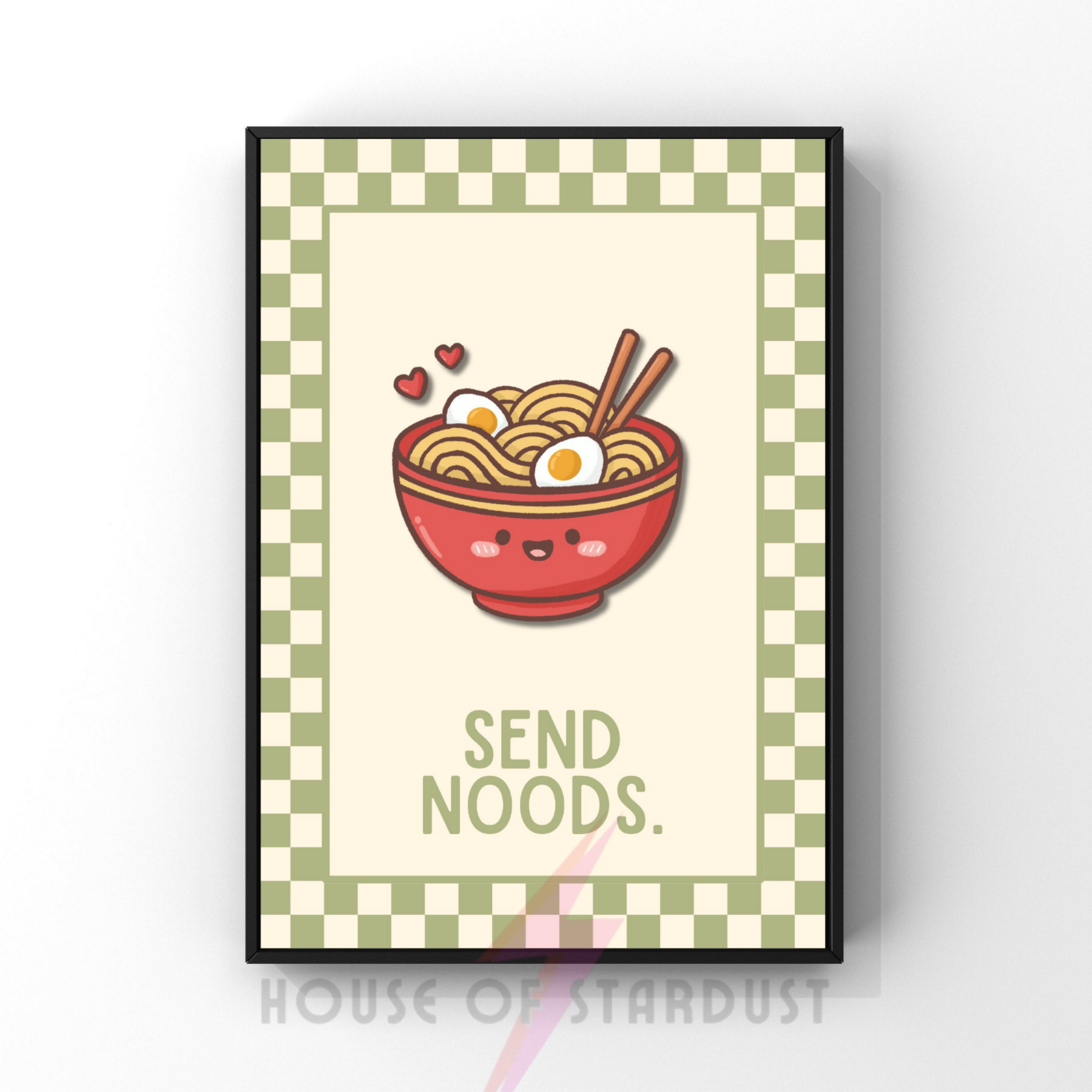 Send Noods | Kitsch Kitchen checkerboard pastels collection print
