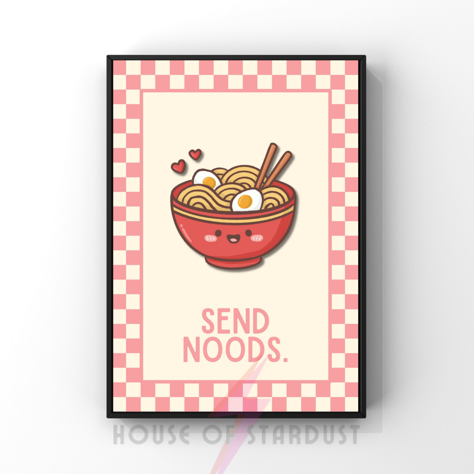 Send Noods | Kitsch Kitchen checkerboard pastels collection print