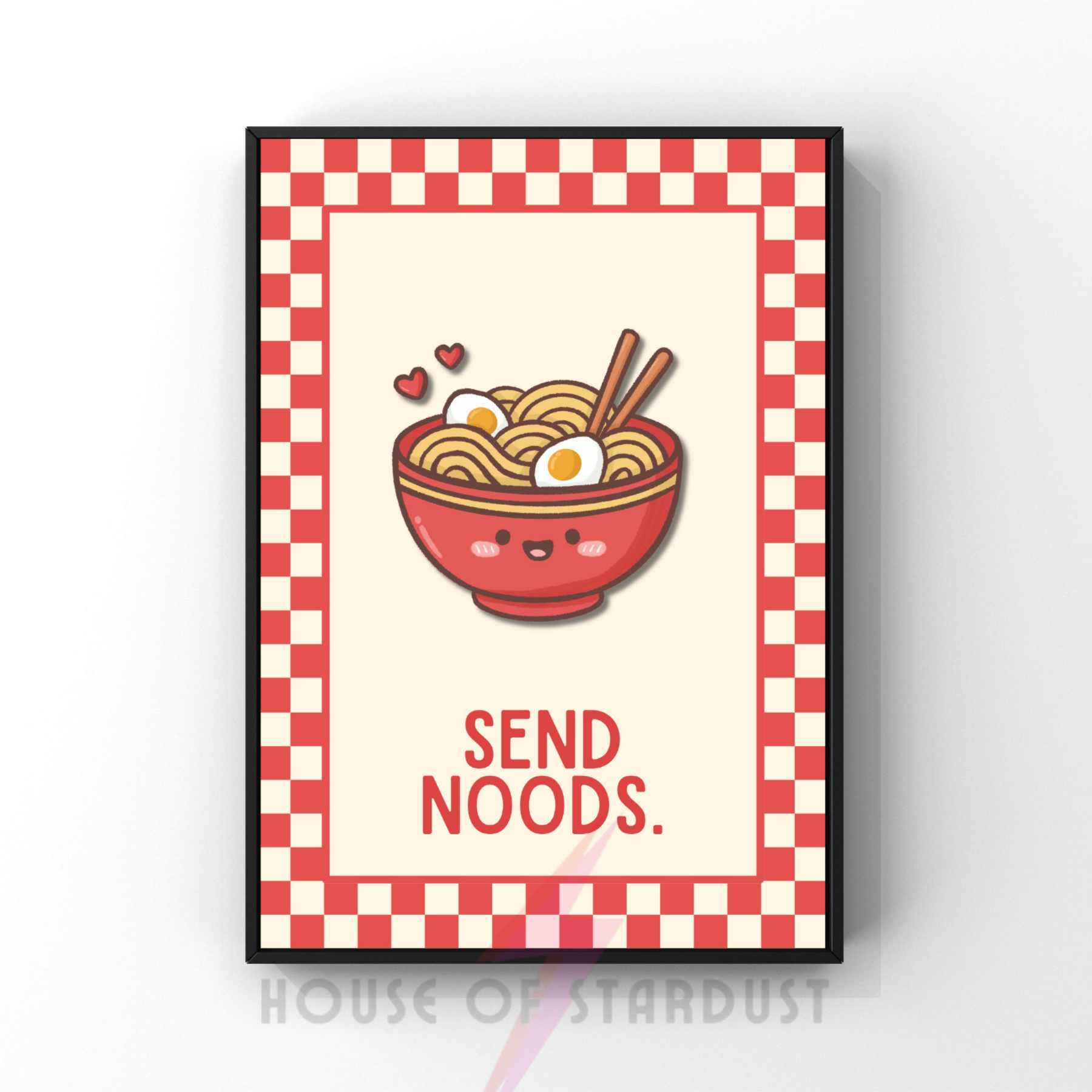 Send Noods | Kitsch Kitchen checkerboard pastels collection print