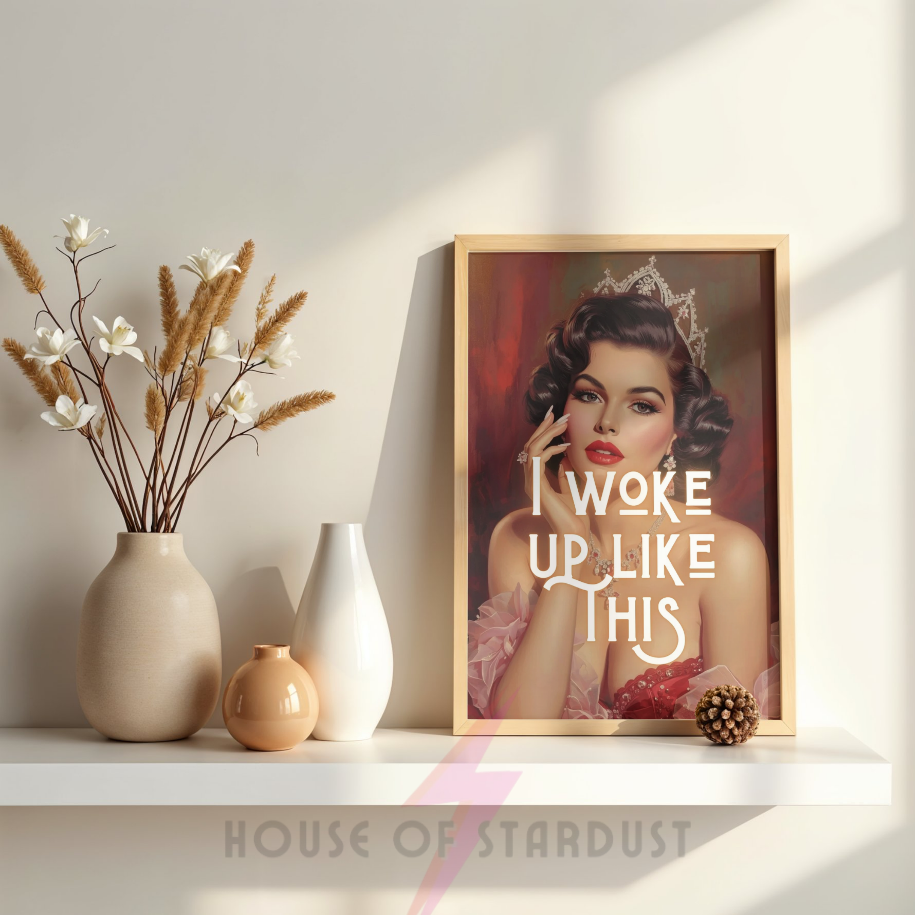 I woke up like this | Retro feminist Housewife Humour Print