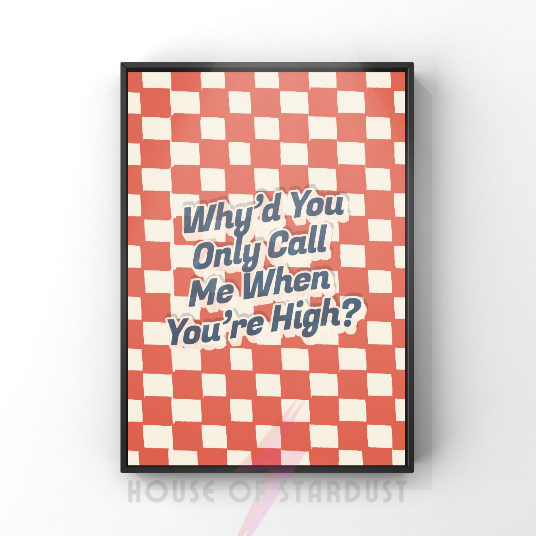 call me when you're high  | Arctic monkeys inspired Inspired checkerboard indie Music Print